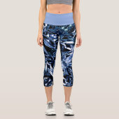 Metallic Abstract 101 Deep Navy Capri Leggings (Vorderseite)