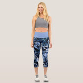 Metallic Abstract 101 Deep Navy Capri Leggings (Vorderseite)