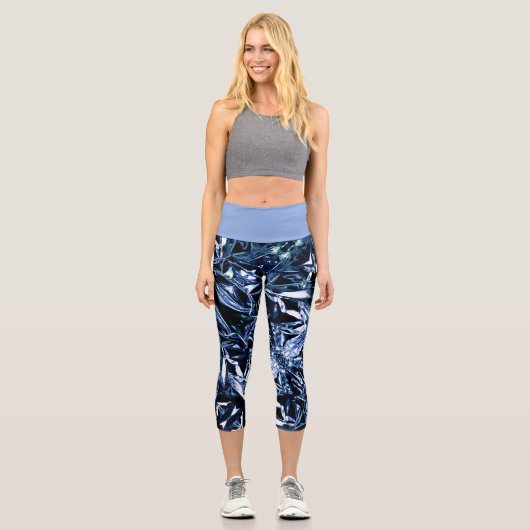 Metallic Abstract 101 Deep Navy Capri Leggings (Vorderseite)
