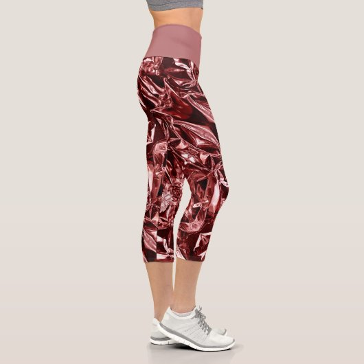 Metallic Abstract 101 Deep Pink Capri Leggings (Rechts)