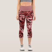 Metallic Abstract 101 Deep Pink Capri Leggings (Vorderseite)