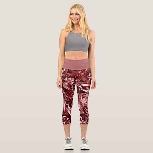 Metallic Abstract 101 Deep Pink Capri Leggings (Vorderseite)