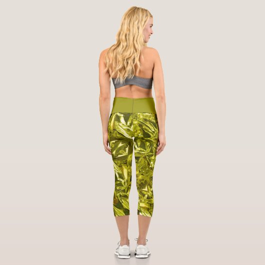 Metallic Abstract 101 Deep Teal Capri Leggings (Rückseite)