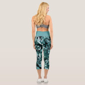 Metallic Abstract 101 Deep Teal Capri Leggings (Rückseite)