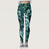Metallic Abstract 101 Deep Teal Leggings (Vorderseite)