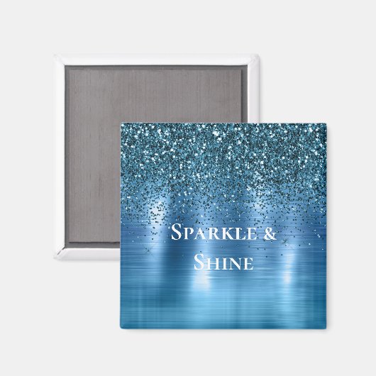 Metallic Aqua Blue Glitzer Magnet (Vorderseite/Rückseite)