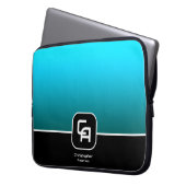 Metallic Aqua Monogram Laptopschutzhülle (Vorderseite Links)
