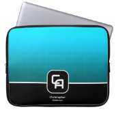 Metallic Aqua Monogram Laptopschutzhülle (Vorderseite)