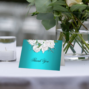 Metallic Aqua und White Bridal Rose Vielen Dank Dankeskarte