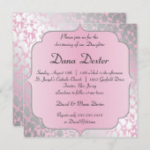 Metallic Baby Pink Taufe Einladung (Vorne/Hinten)