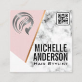 Metallic Beauty | QR-Code | Rosa | Marmor Quadratische Visitenkarte (Vorderseite)