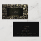 Metallic Black Champaign Gold Floral Frame Vip Visitenkarte (Vorne/Hinten)