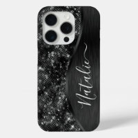 Metallic Black Glitter Personalized