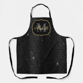 Metallic Black & Glitzer Glam Art Deco Schürze (Vorderseite)