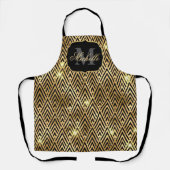 Metallic Black & Gold Glitzer Glam Schürze (Vorderseite)