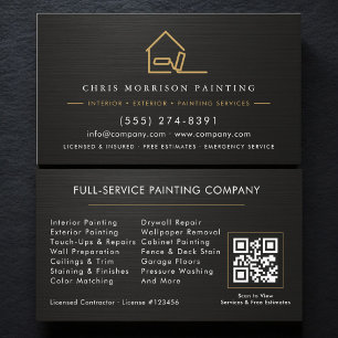 Metallic Black Gold Maler QR-Code Visitenkarte
