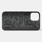 Metallic Black mit Black Paisley Lace Case Mate i (Rückseite (Horizontal))