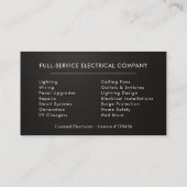 Metallic Black Silver Electrician Visitenkarte (Rückseite)