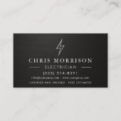 Metallic Black Silver Electrician Visitenkarte (Vorderseite)