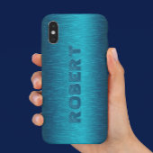 Metallic Blue Brushed Aluminium Look Case-Mate iPhone Hülle