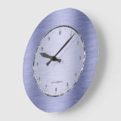Metallic Blue Brushed Aluminium Look Große Wanduhr (Winkel)