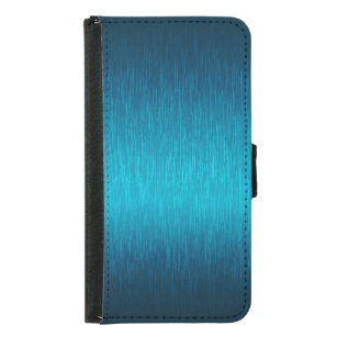 Metallic Blue Brushed Aluminium Look Samsung Galaxy S5 Geldbeutel Hülle