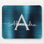 Metallic Blue Business Foil Monogram Name Mousepad<br><div class="desc">Blaue Imitate Pinselmetalle aus rostfreiem Edelstahl Monogram Mousepad. Dieses mit Monogramm Mousepad kann auf Ihren Vornamen und Erstnamen angepasst werden und eignet sich perfekt für die Schule oder das Büro und macht ein tolles Weihnachts- oder Geburtstagsgeschenk.</div>