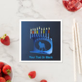Metallic Blue Chanukkah Menorah Serviette (Beispiel)