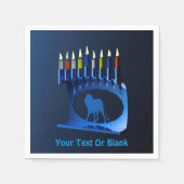 Metallic Blue Chanukkah Menorah Serviette (Vorderseite)