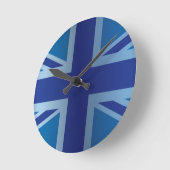 Metallic Blue Classic Union Jack British(UK) Flag Runde Wanduhr (Winkel)