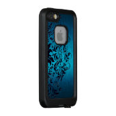 Metallic Blue & Dark Blue Floral Lace LifeProof iPhone Hülle (Hinten/Rechts)