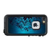 Metallic Blue & Dark Blue Floral Lace LifeProof iPhone Hülle (Rückseite (Horizontal))
