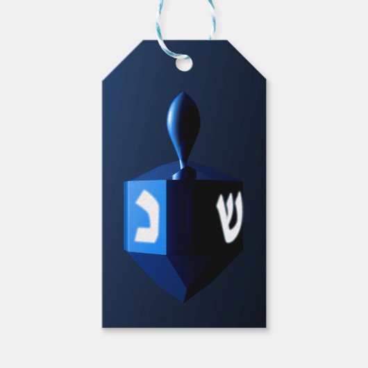 Metallic Blue Dreidel Geschenkanhänger (Vorderseite)
