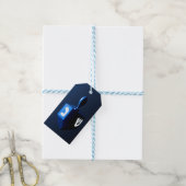 Metallic Blue Dreidel Geschenkanhänger (Mit Garn)
