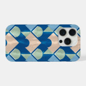 Metallic blue geometric diamond shapes iPhone hülle (Rückseite (Horizontal))