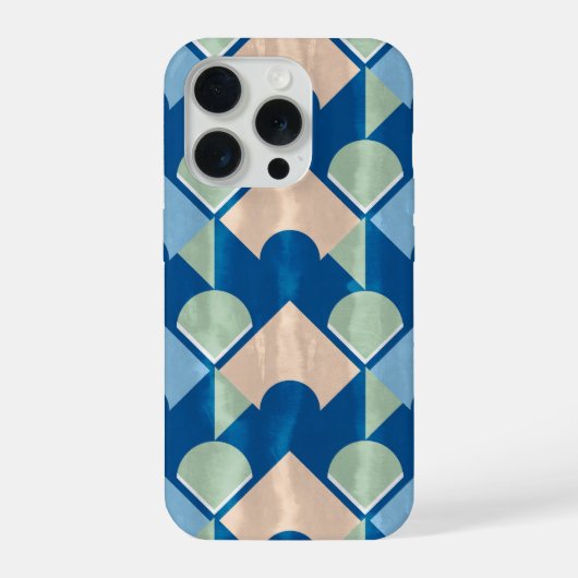 Metallic blue geometric diamond shapes iPhone hülle (Rückseite)
