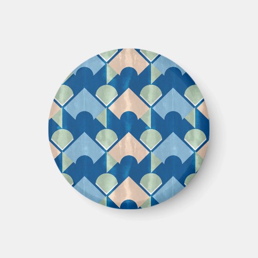 Metallic blue geometric diamond shapes magnet (Vorne)