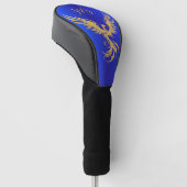 Metallic Blue Golden Phoenix Monogram Initials Golf Headcover (angewinkelt)