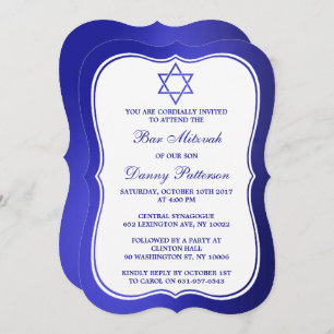 Metallic Blue Jewish Star von David Bar Mitzvah Einladung