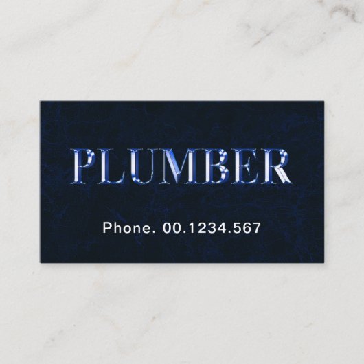 Metallic Blue Plumber Signage Blue Water Grunge Visitenkarte (Vorderseite)