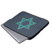 Metallic Blue Star of David Laptopschutzhülle (Vorne Knopf)