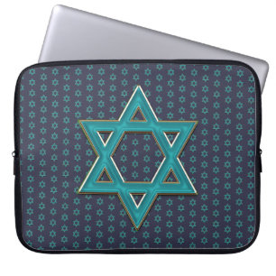 Metallic Blue Star of David Laptopschutzhülle