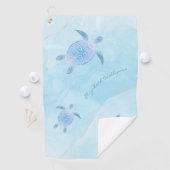 Metallic Blue Turtle Sky Blue Ink Monogram Golf To Golfhandtuch (Insitu)