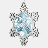 Metallic Blue White Popsicle Weihnachtsschmuck Schneeflocken Zinn-Ornament (Rechts)