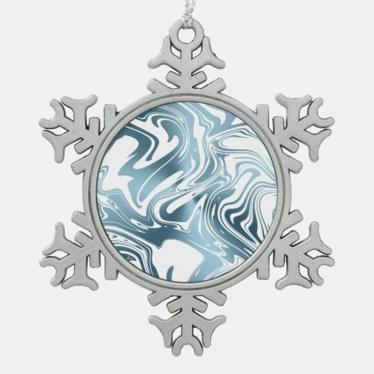Metallic Blue White Popsicle Weihnachtsschmuck Schneeflocken Zinn-Ornament (Vorderseite)