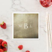 Metallic Bronz White Monogram Wedding Cocktail Serviette (Beispiel)