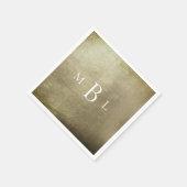 Metallic Bronz White Monogram Wedding Cocktail Serviette (Ecke)
