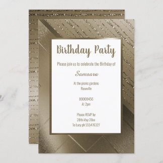 METALLIC BRONZE GLITZER PATTERN GEBURTSTAG EINLADUNG