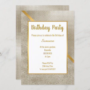 METALLIC BRONZE GOLD EMBOSS SEHEN GEBURTSTAG AUS EINLADUNG
