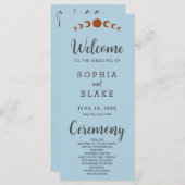 Metallic Bronze Moon Phases Blue Wedding Program (Vorne/Hinten)